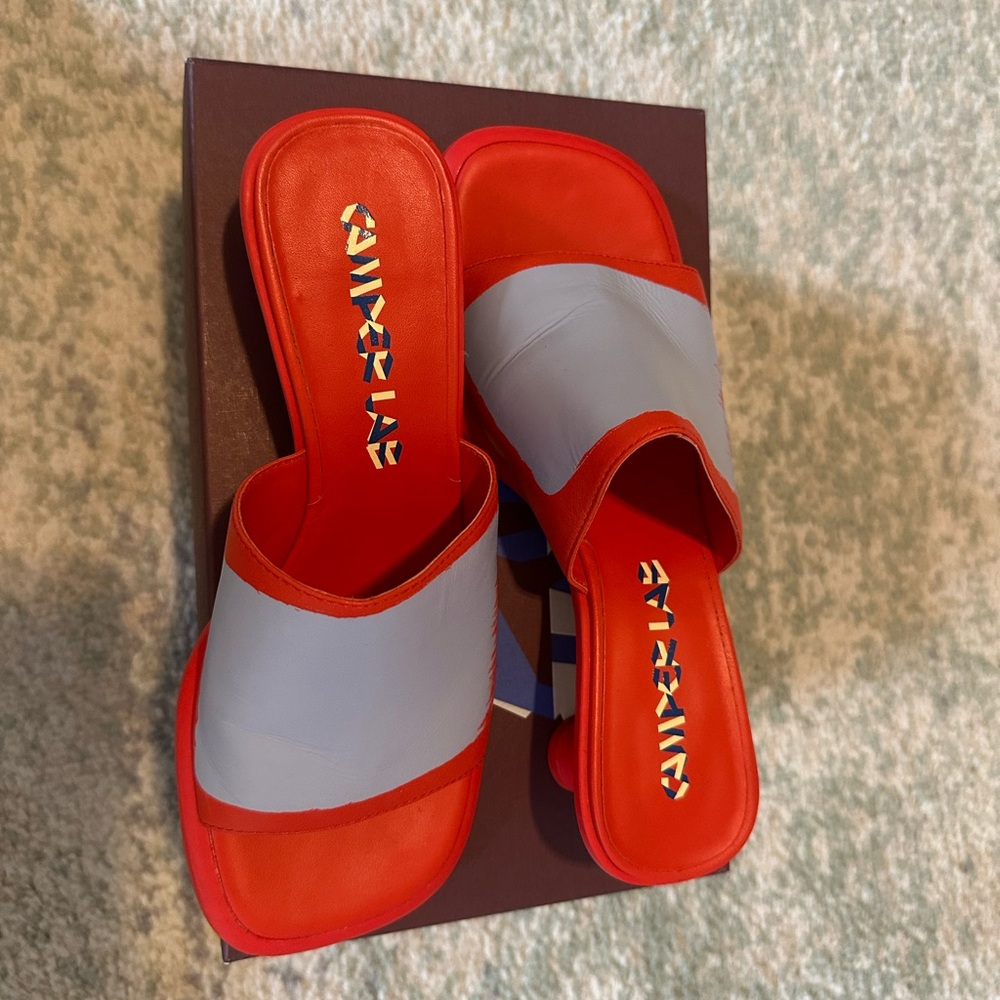 Camper Vibrant Red and Light Blue Slides